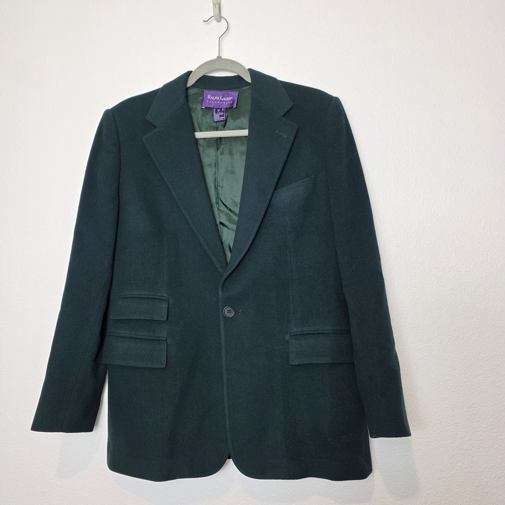 Vintage Ralph Lauren Purple Label Wool Cashmere Blazer Jacket In Green